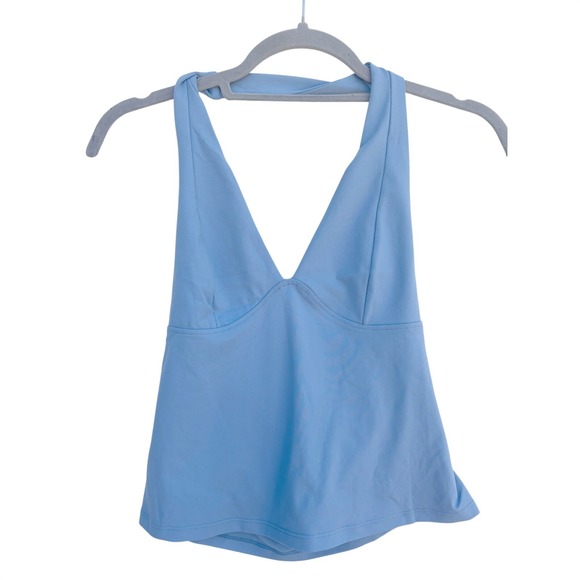 NWT Free People Intimately Still Here Halter Cami, Dusted Blue, Sz M - Picture 2 of 4
